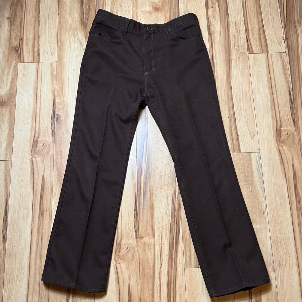 VINTAGE 70s Wrangler Brown Western Pants Size 34 * 30 Retro Hippie Mod